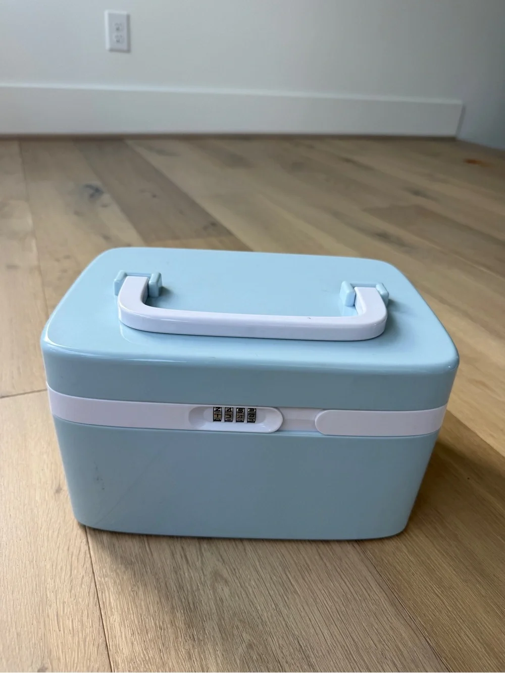 Blue Portable Storage Box with Combination Lock - Home Organizer